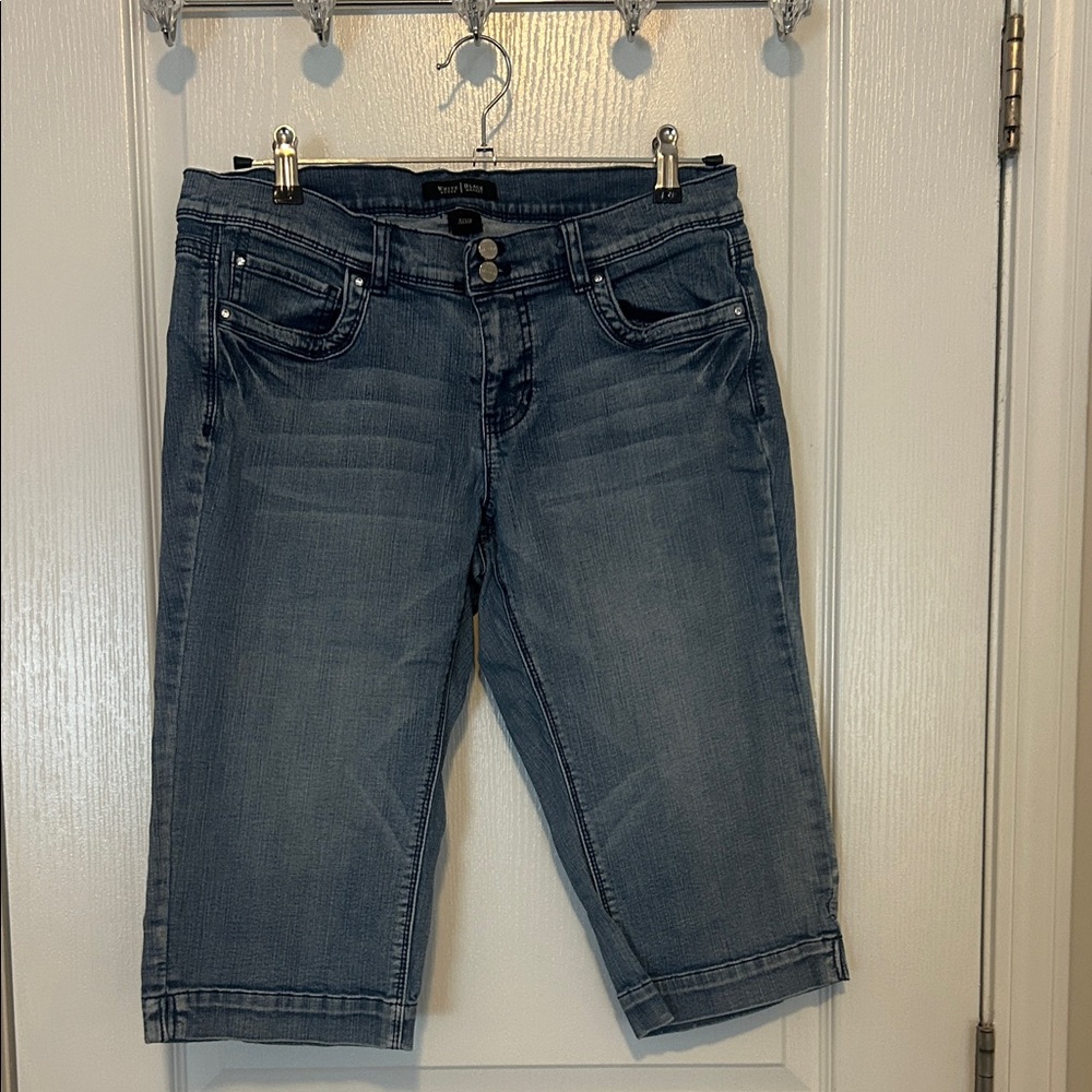 White House Black Market Dark Blue Cropped Denim Bermuda Jeans